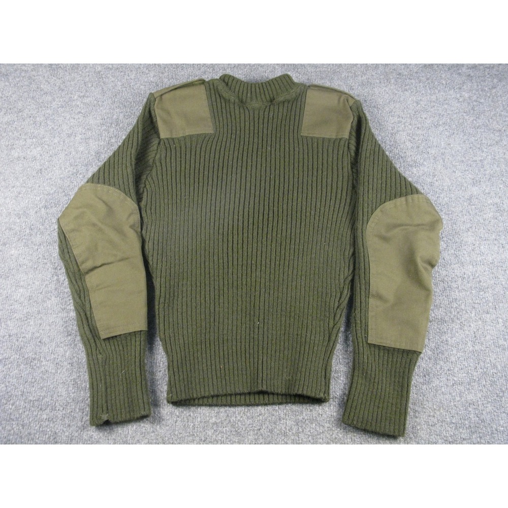 Valor Collection Military Wool Sweater Mens 38 Olive Green Mock Neck Pullover